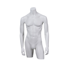 Sportswear white fiberglass matte lifelike half body muscle male mannequin torso with arms